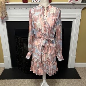 Boston Proper Chic Paisley Long Sleeve Dress  Size Small NWT